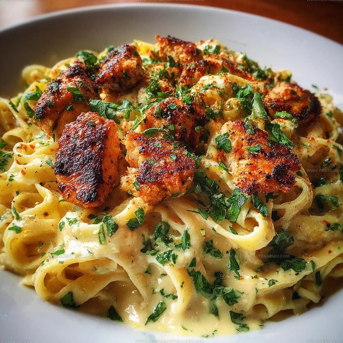 6043039 Cajun Alfredo Pasta With Garlic Butter Chicken Bites Recipe