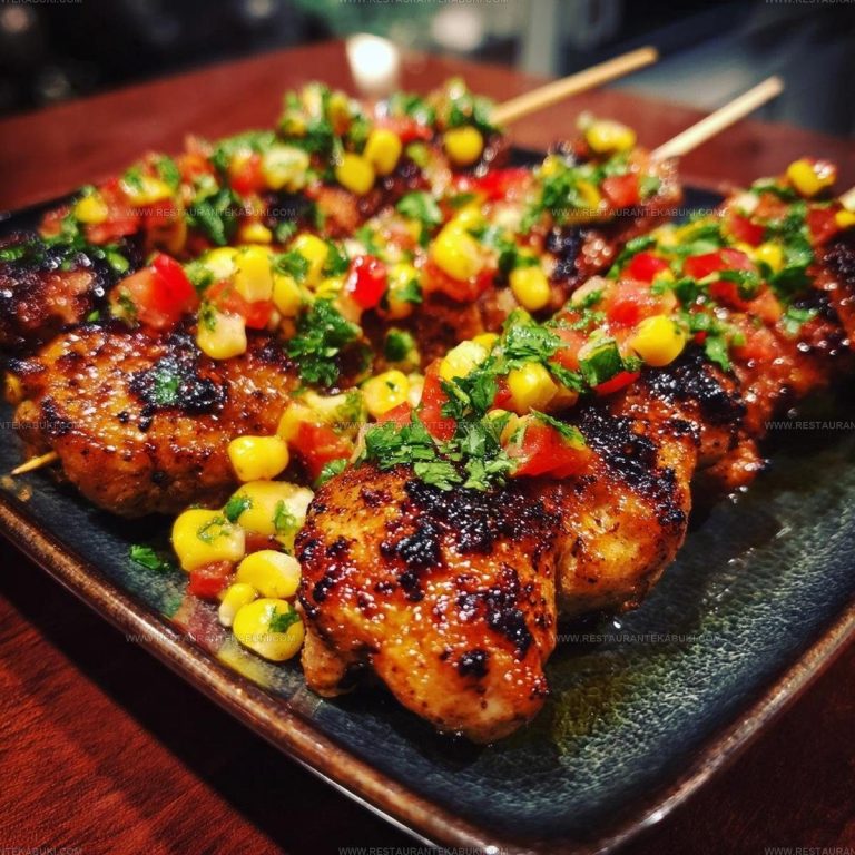 7988581 Sticky Garlic Chicken Skewers With Summer Corn Salsa Recipe