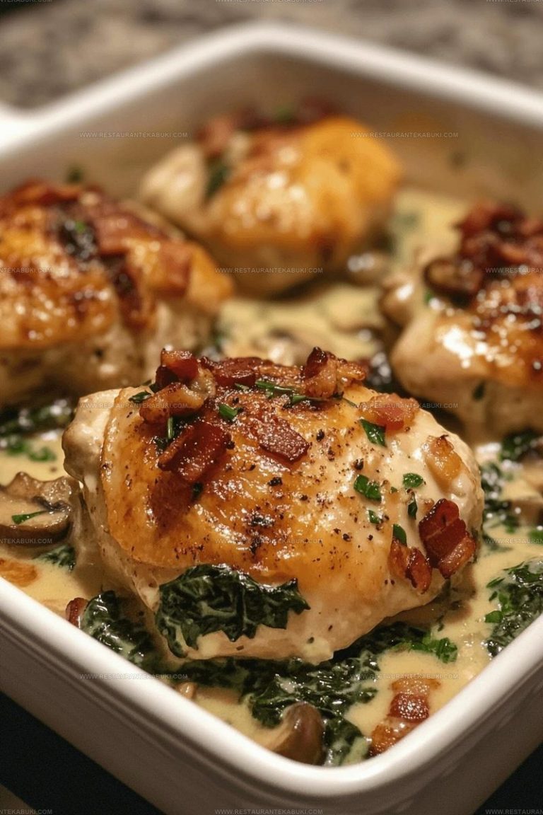 8105809 Smothered Chicken with Creamed Spinach Bacon and Mushrooms Recipe