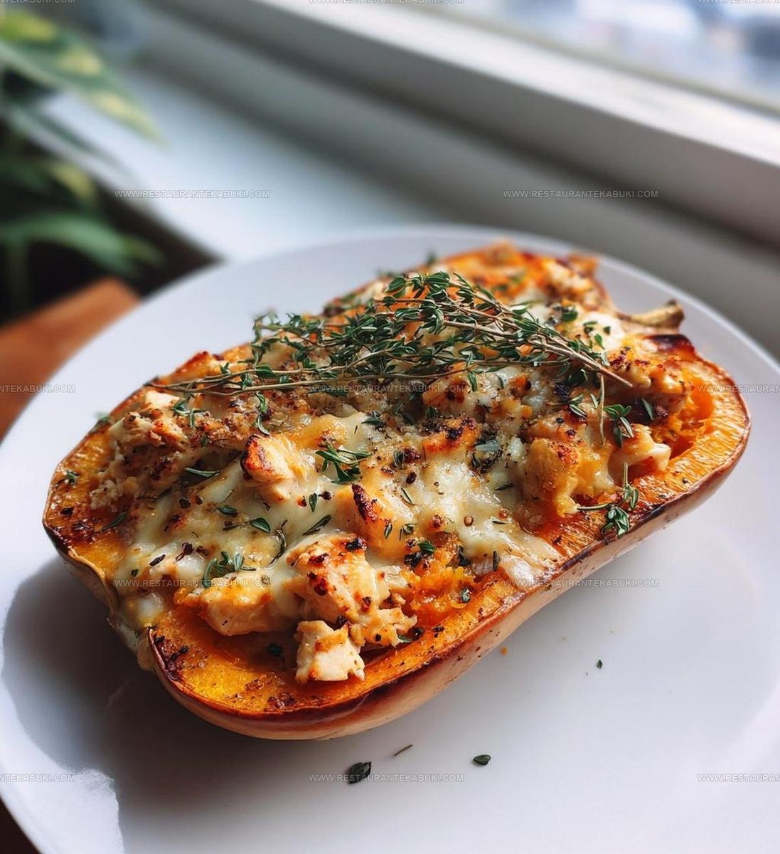 3916678 Honey Roasted Butternut Squash Stuffed With Chicken Recipe