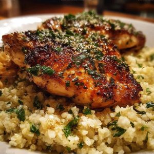 9169649 Herbed Chicken With Roasted Cauliflower Rice Recipe