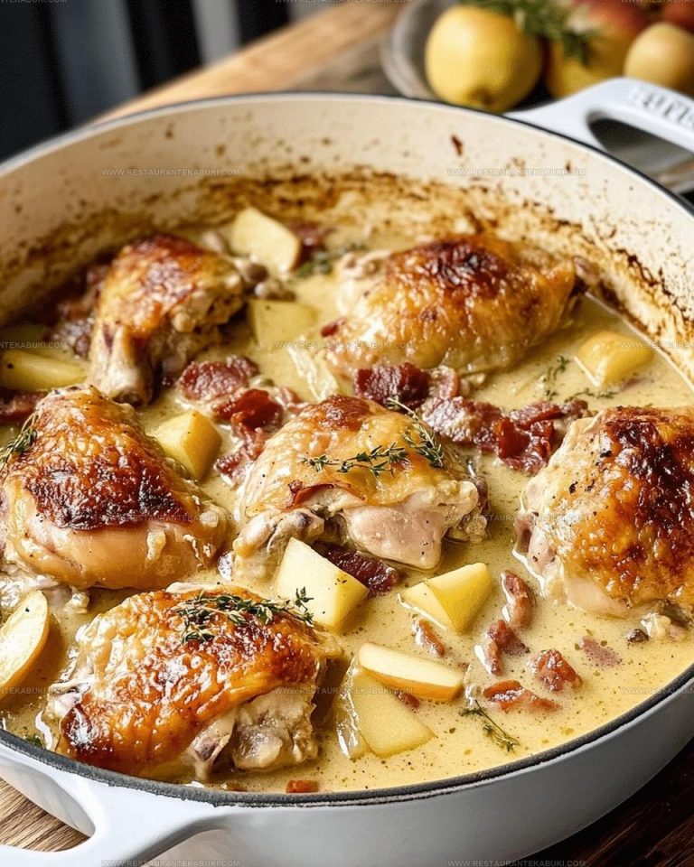 1564621 Apple Cider Chicken with Bacon and Apples Recipe